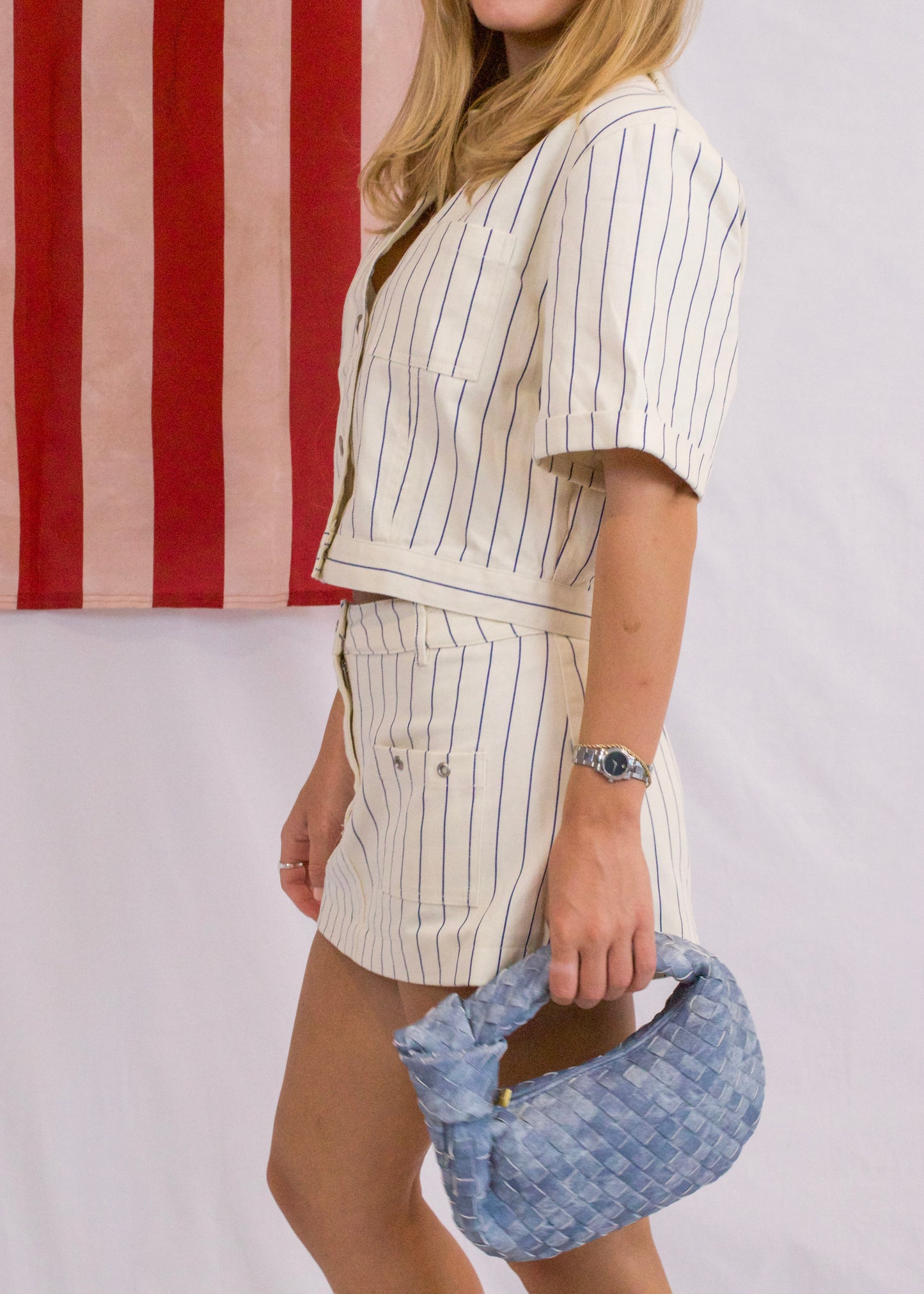 Striped Short Sleeve Jacket