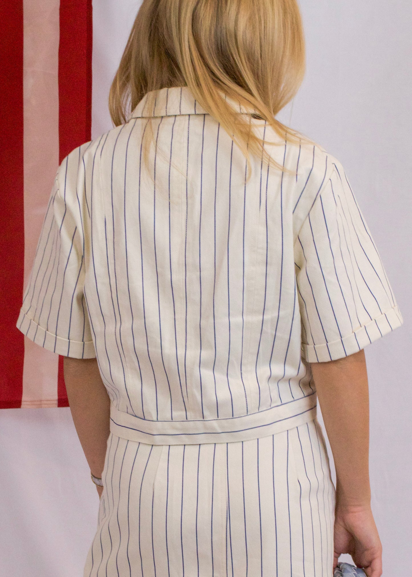 Striped Short Sleeve Jacket