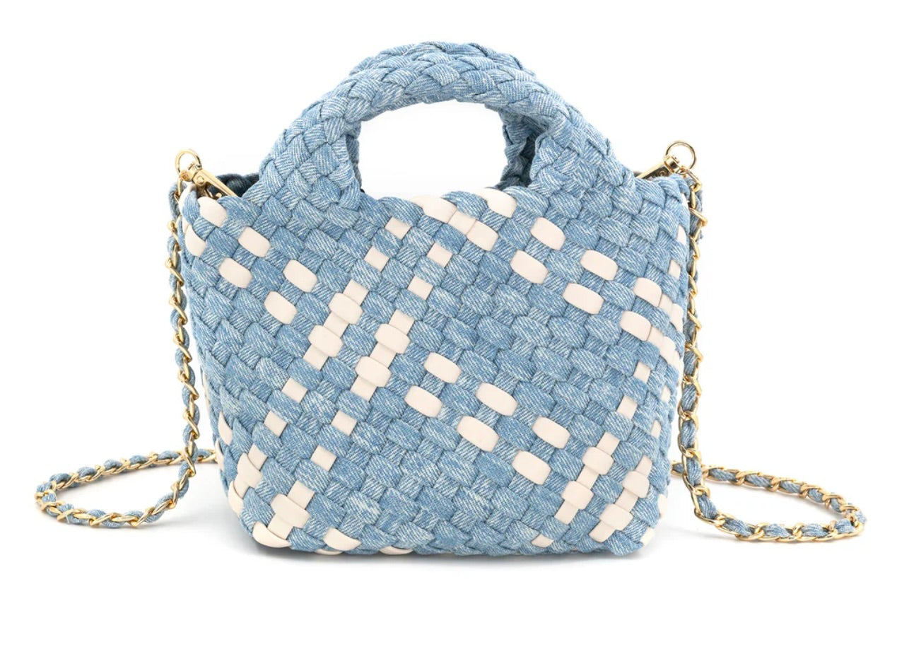 Woven Mini Crossbody- Denim White