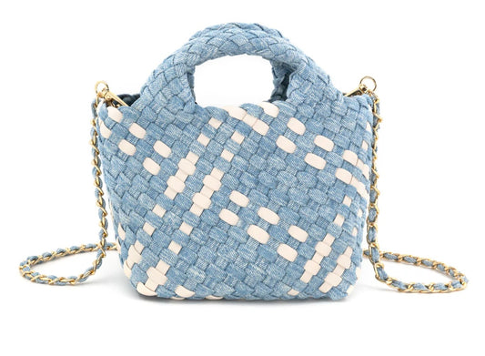 Woven Mini Crossbody- Denim White