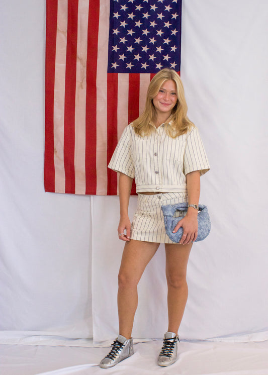 Striped Short Sleeve Jacket