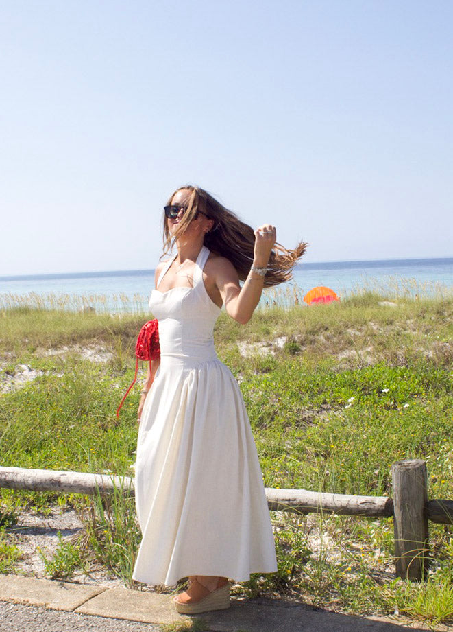 Greta Halter Maxi Dress- Ecru