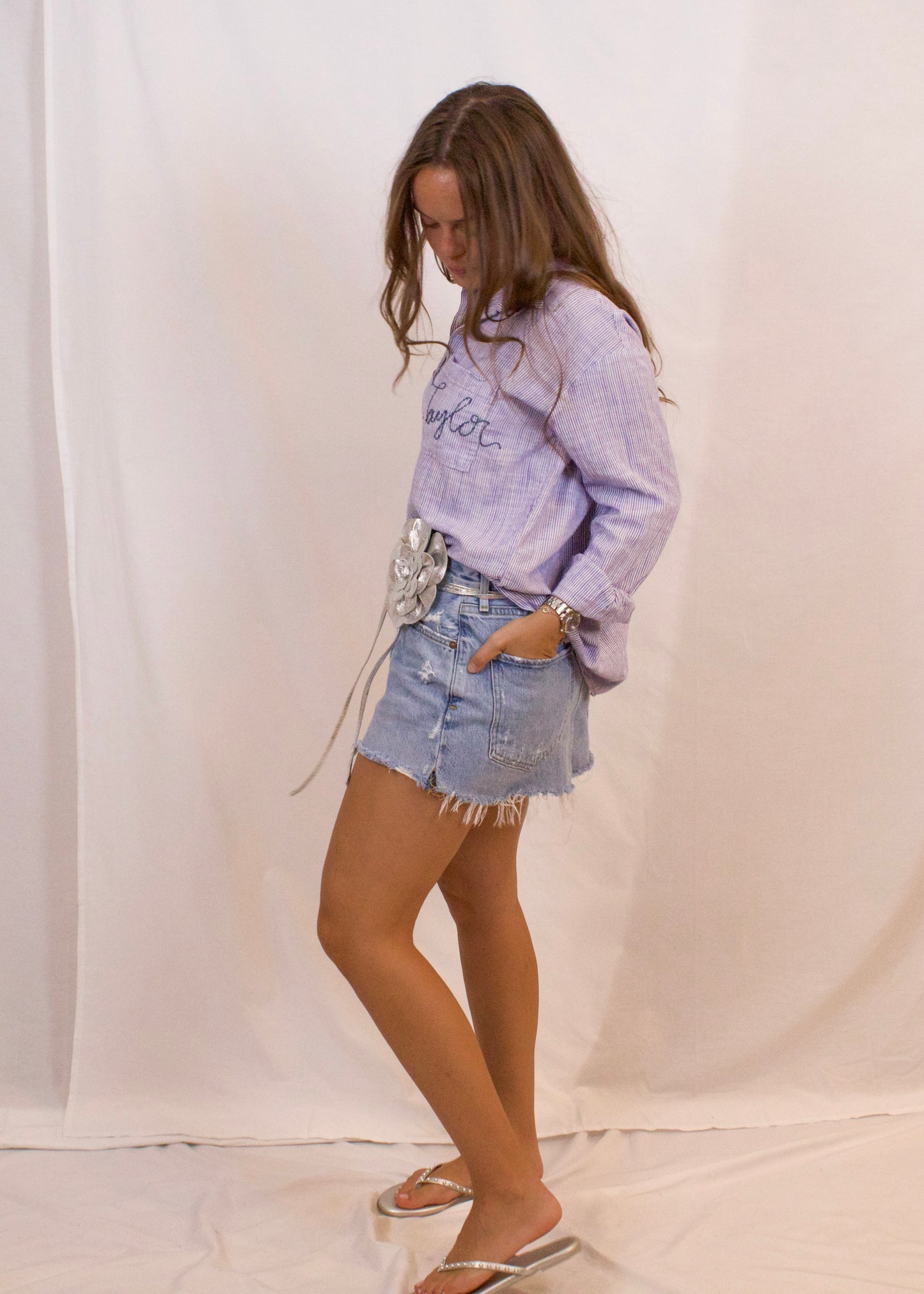 Beach Button Up- Vintage Navy