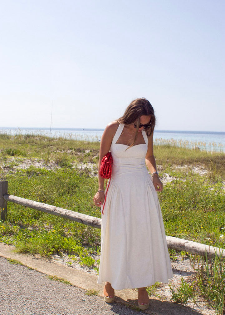 Greta Halter Maxi Dress- Ecru