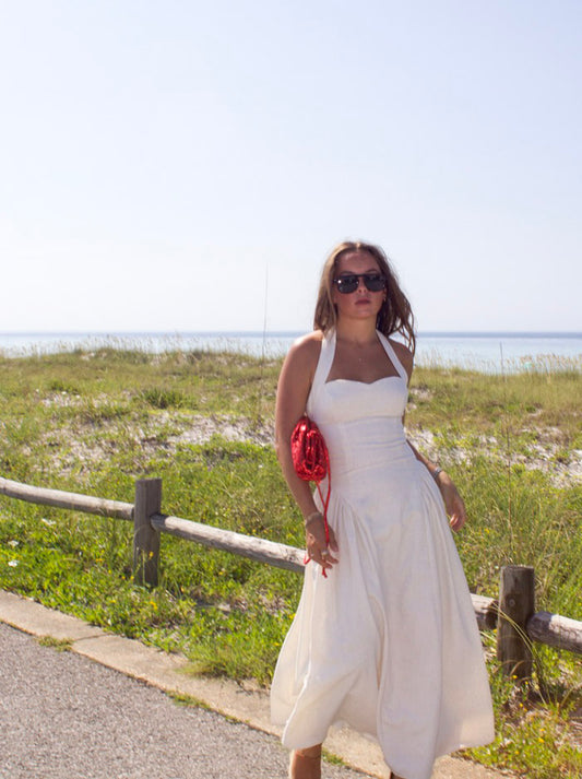 Greta Halter Maxi Dress- Ecru